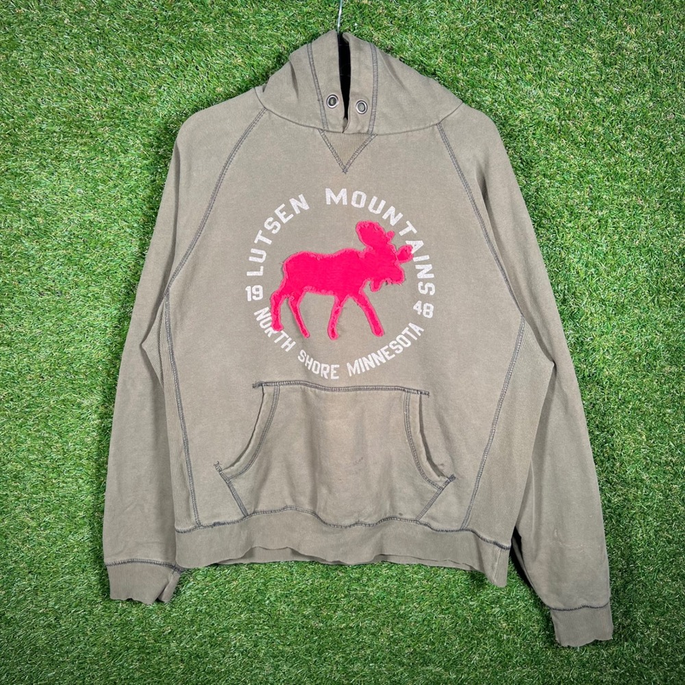 Blue 84 Lutsen Mountains Minnesota Moose Hoodie Green Pink Mens Large